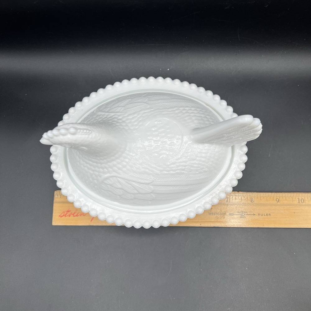 Indiana White Milk Glass Chicken Hen on Nest Covered Bowl Candy Dish 7 " VTG - Picture 12 of 15